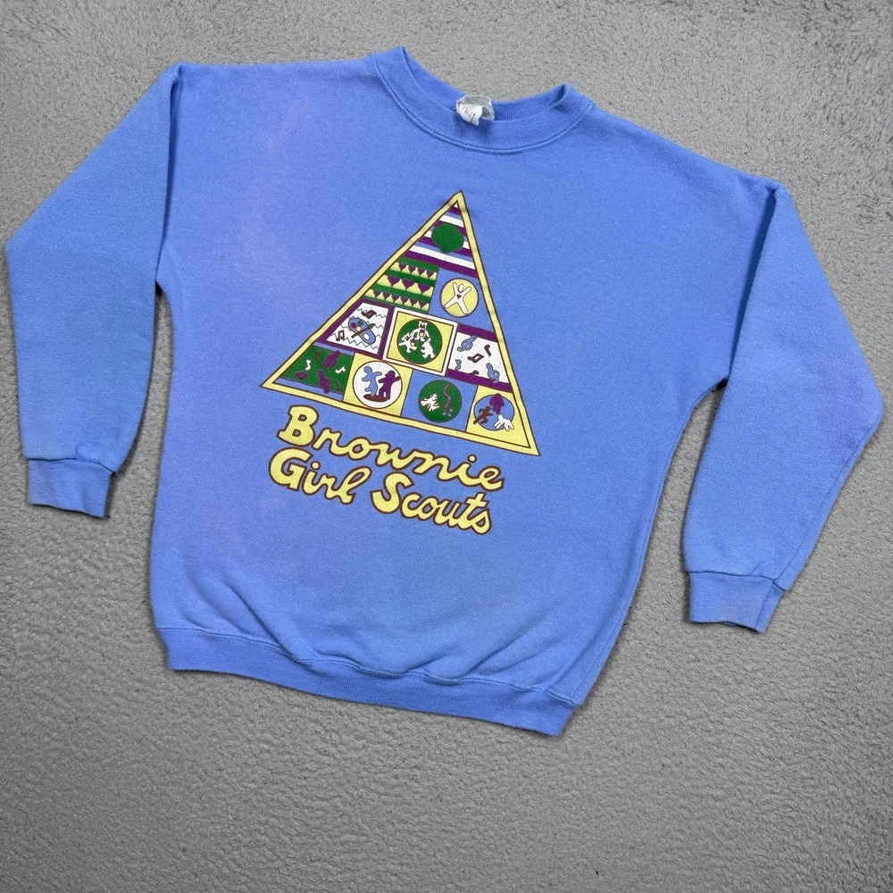 Girls Vintage 90s Brownie Girl Scouts Crewneck Sweatshirt
